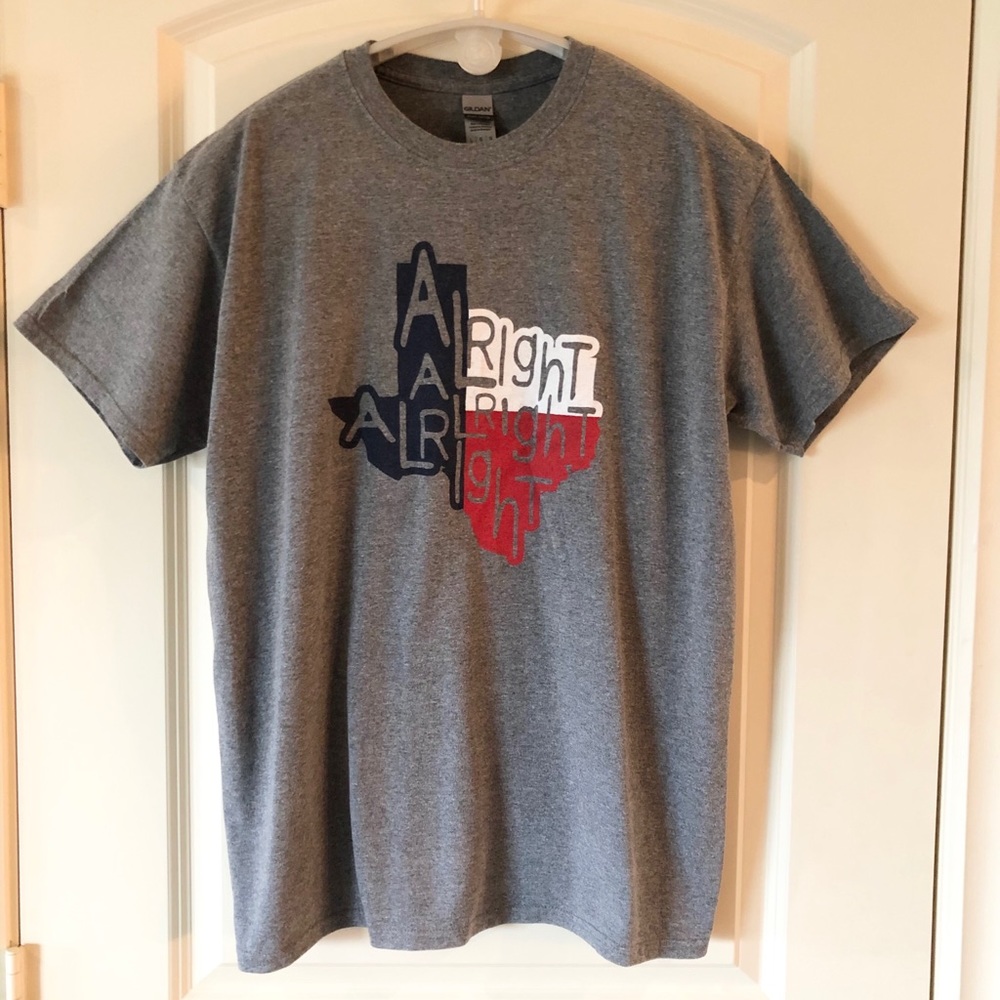 Alright Alright Alright Matthew McConaughey Texas Shirt Gray Graphic Tee Medium